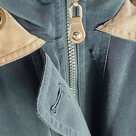 Vintage F S L Size XL Forest Green Zippered Coat with Gold Collar Chore Jacket - Picture 6 of 11